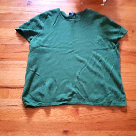 Cashmere Lord & Taylor 3X 100% Cashmere womens  short sleeve Green Top - Picture 1 of 6